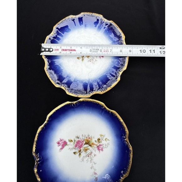 J & C Limoges Beautiful Antique Cobalt Blue & Floral Hand Painted Plates -A12 - Picture 4 of 7